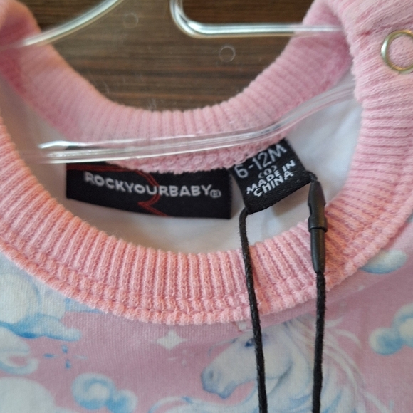 NWT Rock Your Baby Girl Pink/White Unicorn Print Dress Size 6-12months - Picture 2 of 6
